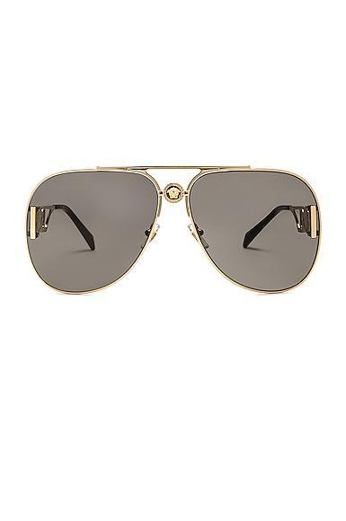 VERSACE Aviator Sunglasses in Metallic Product Image