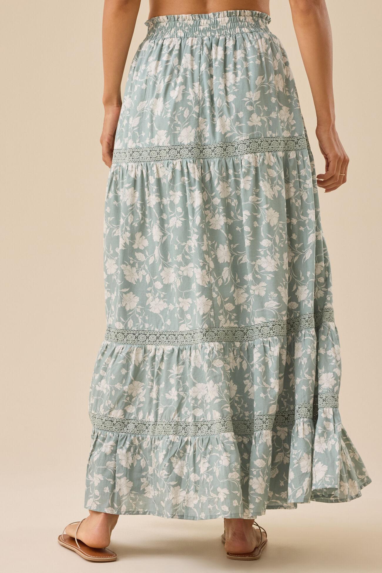 Kait Lace Tiered Midi Skirt Product Image