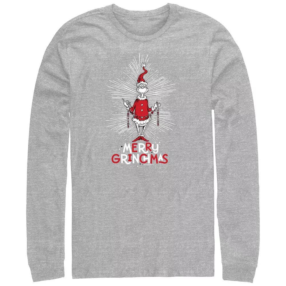 Men's Dr. Seuss Merry Grinchmas Long Sleeve Graphic Tee, Size: XL Tall, Athletic Grey Product Image