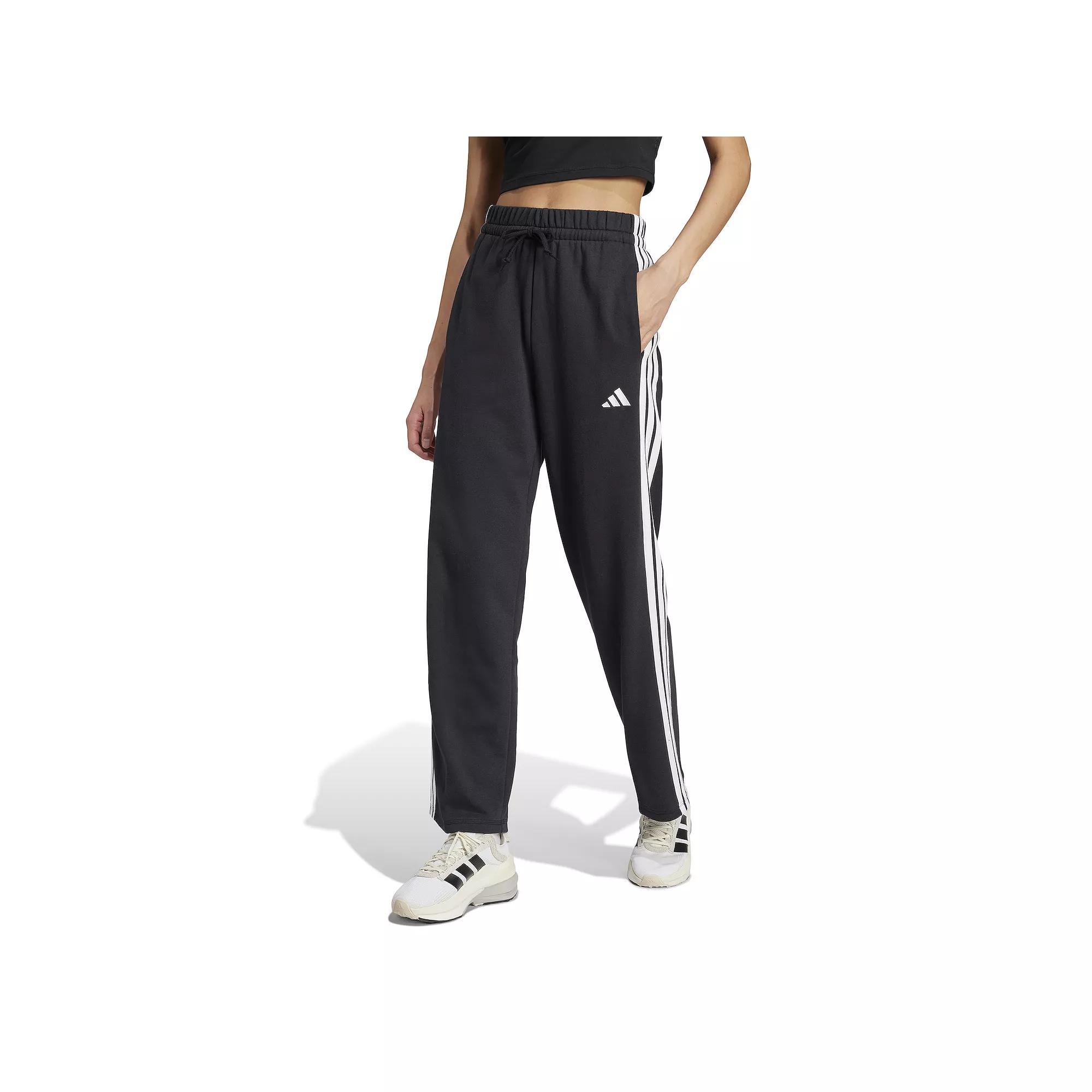 Women's adidas Essentials 3-Stripes French Terry Pants, Size: XL, Black Product Image