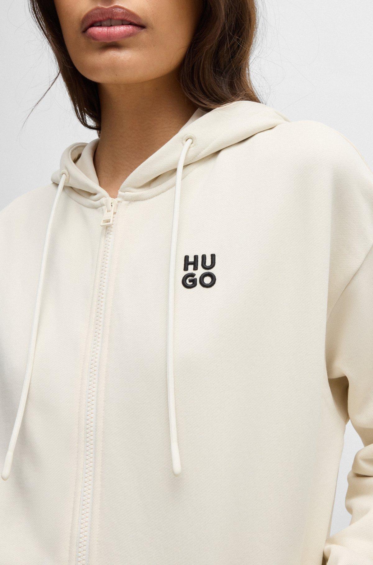 Cotton-terry zip-up hoodie with embroidered stacked logo Product Image