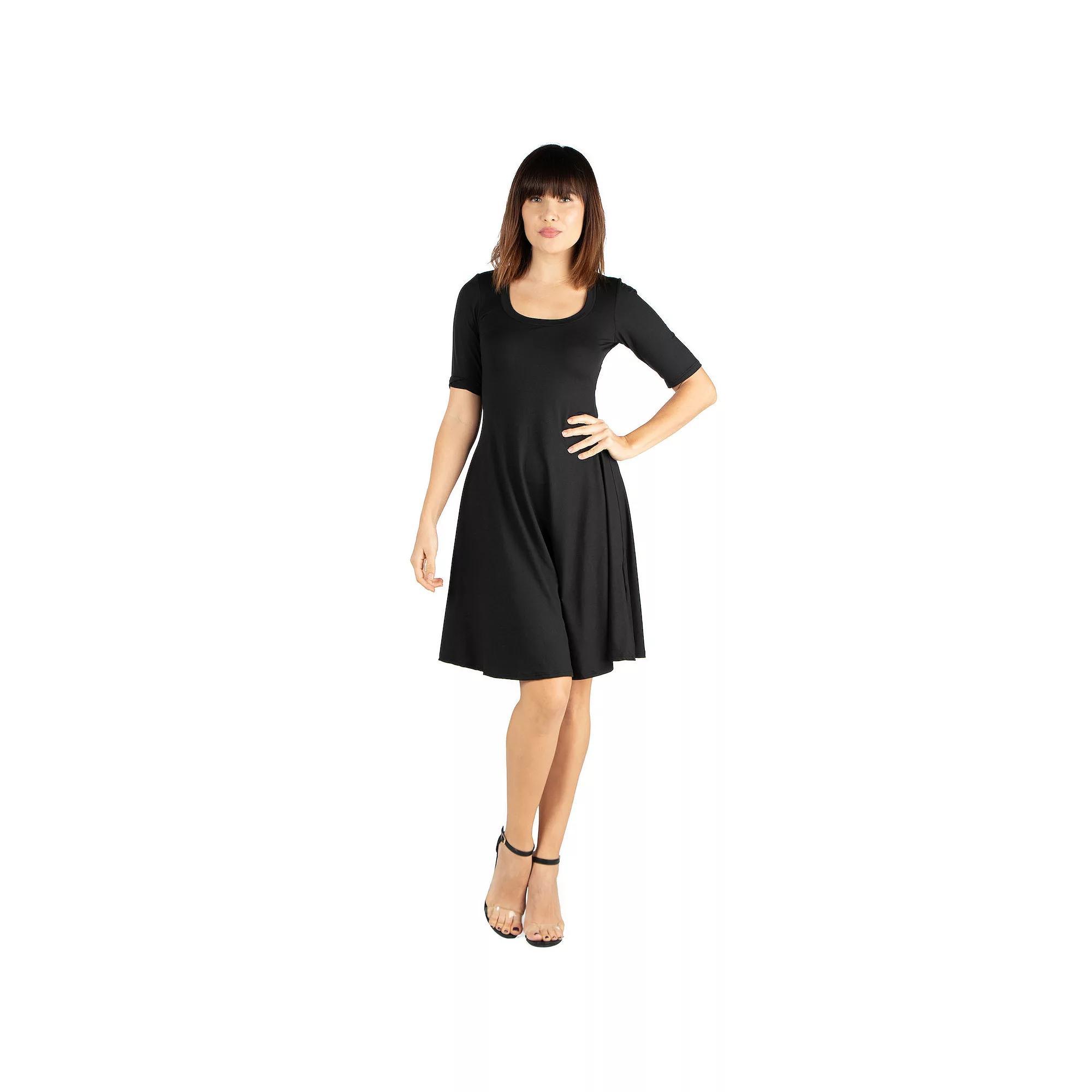 Women's 24seven Comfort Apparel Knee Length A-Line Dress,  Product Image
