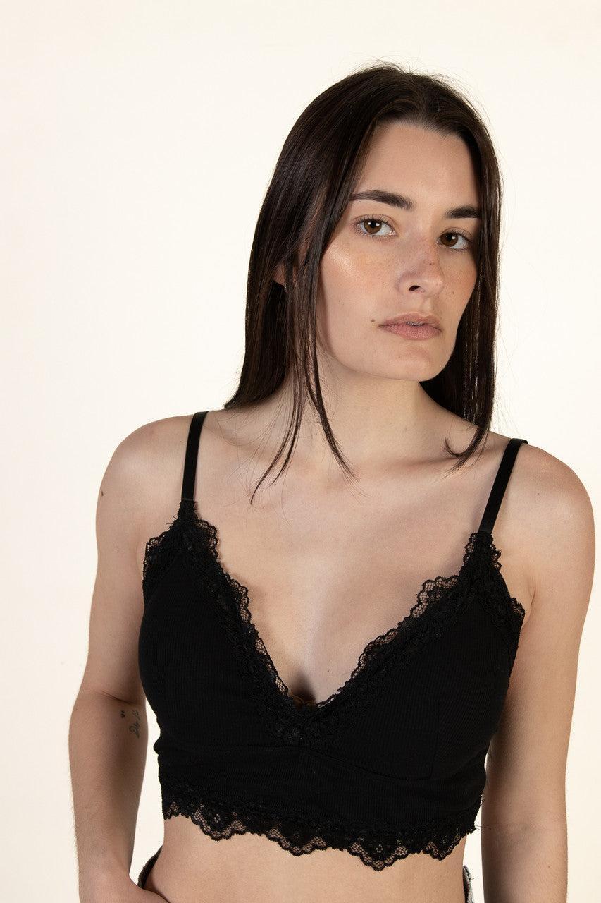 Black Lace Trim Bralette Product Image