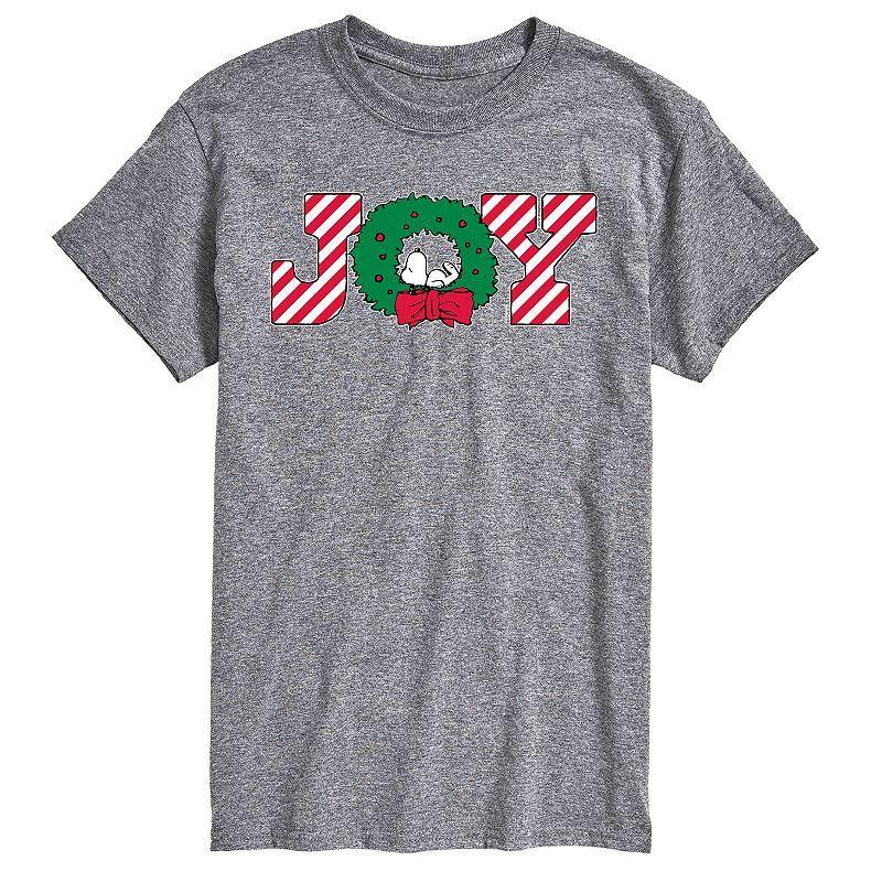 Men's Peanuts Joy Wreath Tee, Size: XS, Gray Product Image