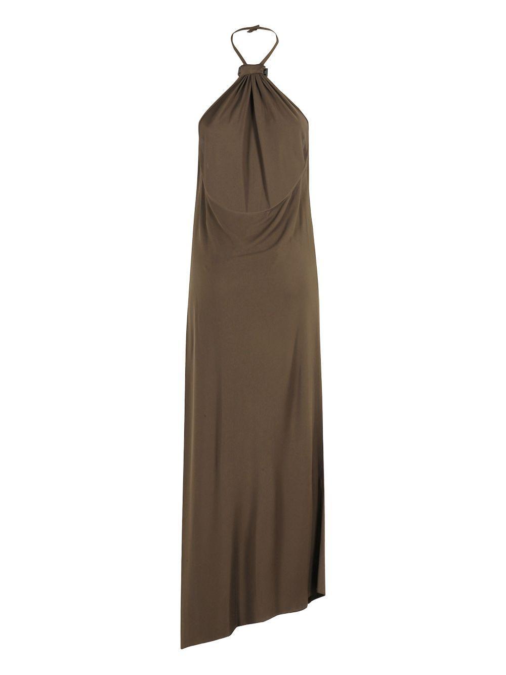 halter-neck asymmetrical midi dress Product Image