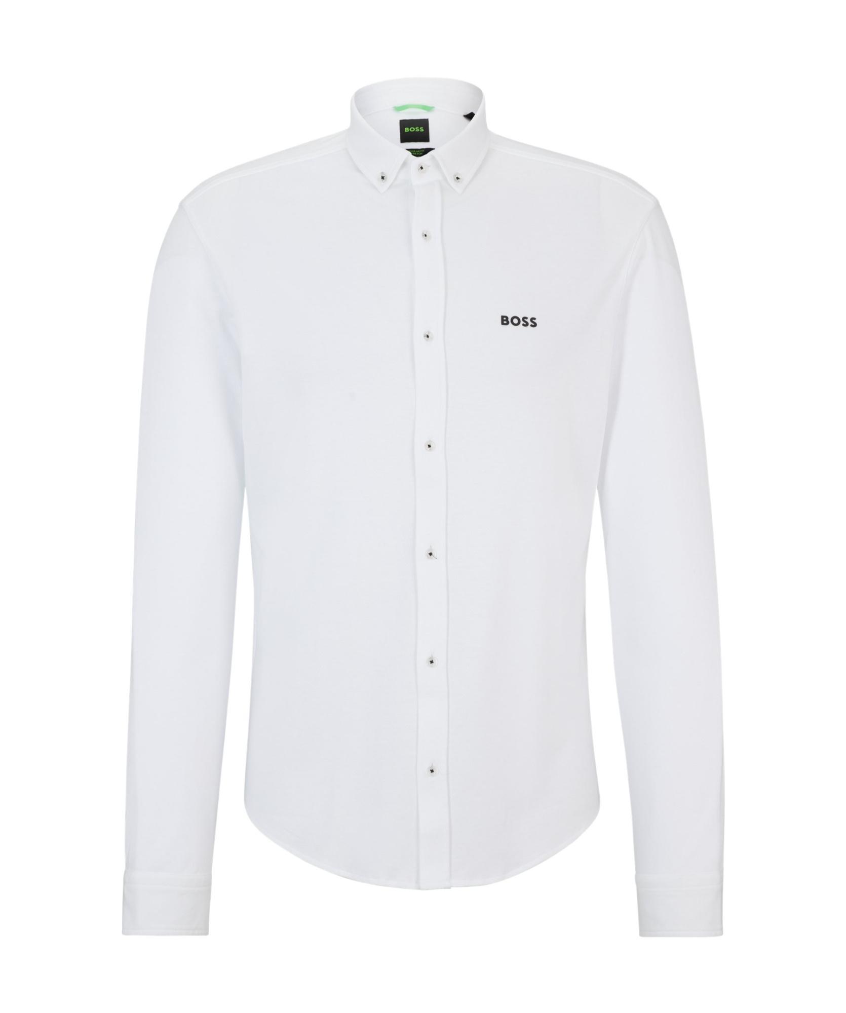 HUGO BOSS Logo-raised Cotton Shirt In White Product Image