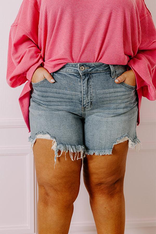 The Hazel Midrise Frayed Shorts Curves Product Image