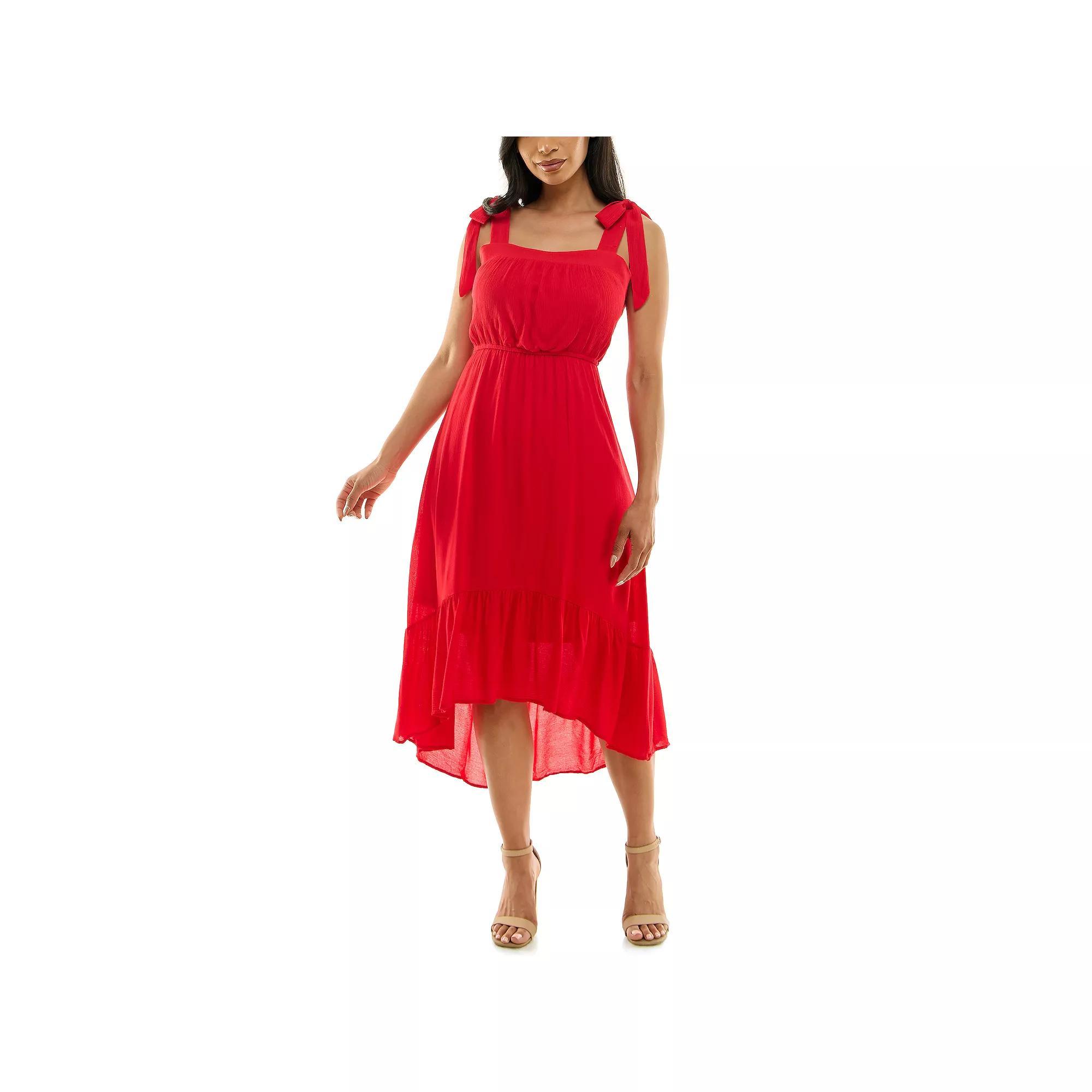 Women's Nina Leonard Hi Low Ruffle Hem Swing Dress, Size: Small, Real Red Product Image