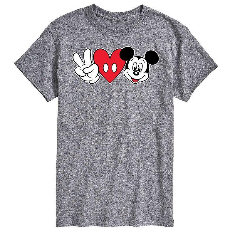 Disneys Mickey Mouse Big & Tall Peace Love Graphic Tee, Mens Product Image