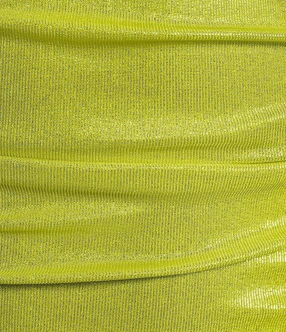 B. Darlin Foil One Shoulder Double Spaghetti Strap Shirred Long Dress Product Image