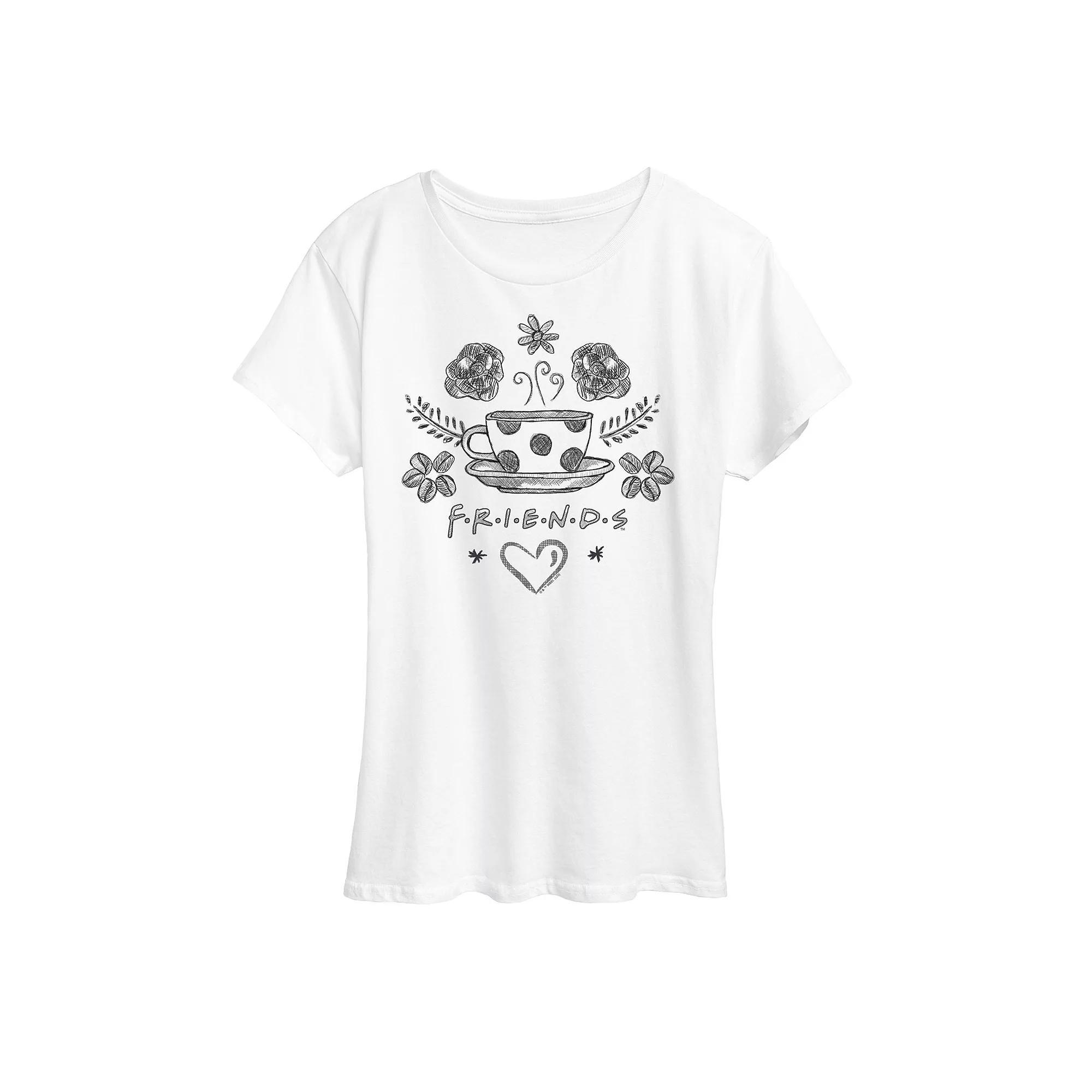 Women's Friends Floral Coffee Logo Graphic Tee, Girl's,  Product Image