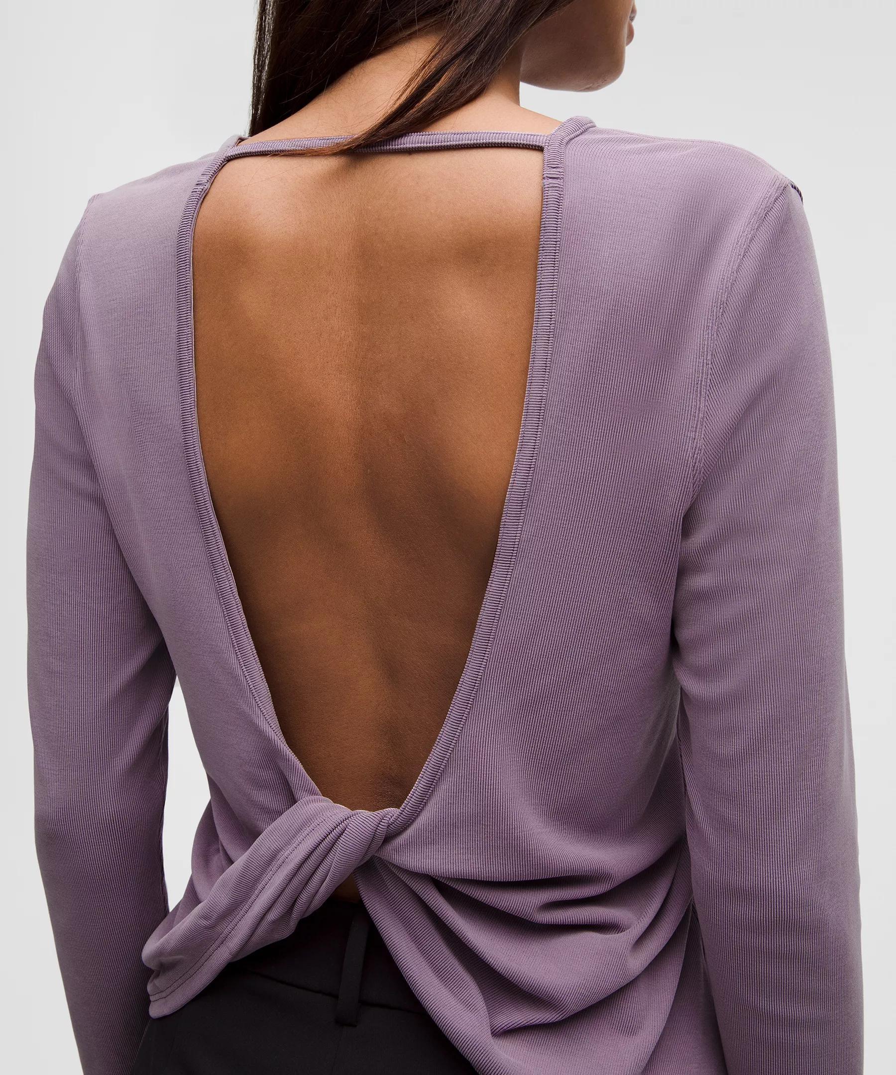 Twist-Back Soft Ribbed Long-Sleeve Top Product Image