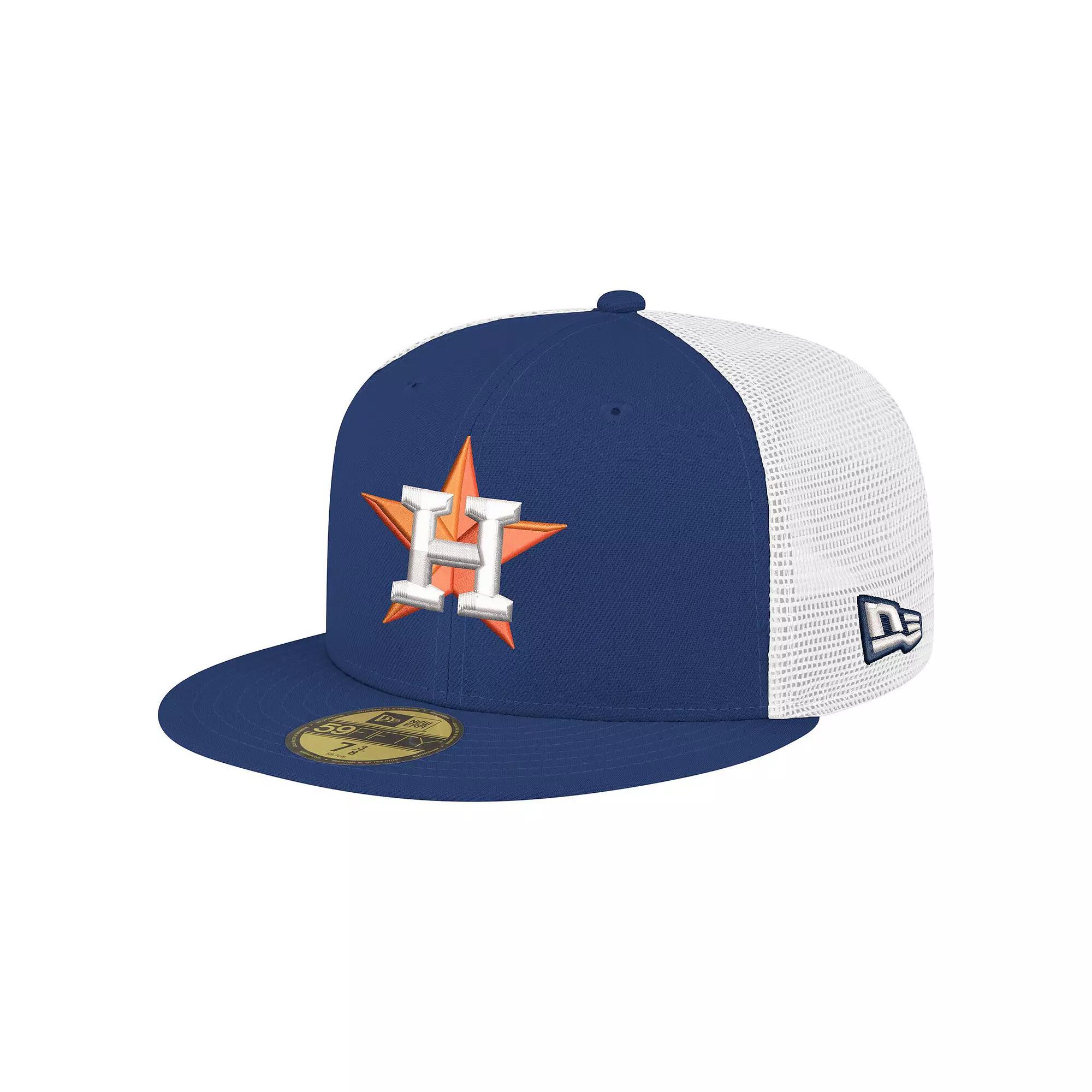 Men's New Era Navy Houston Astros Team Color 59FIFTY Trucker Fitted Hat, Size: 7, Blue Product Image