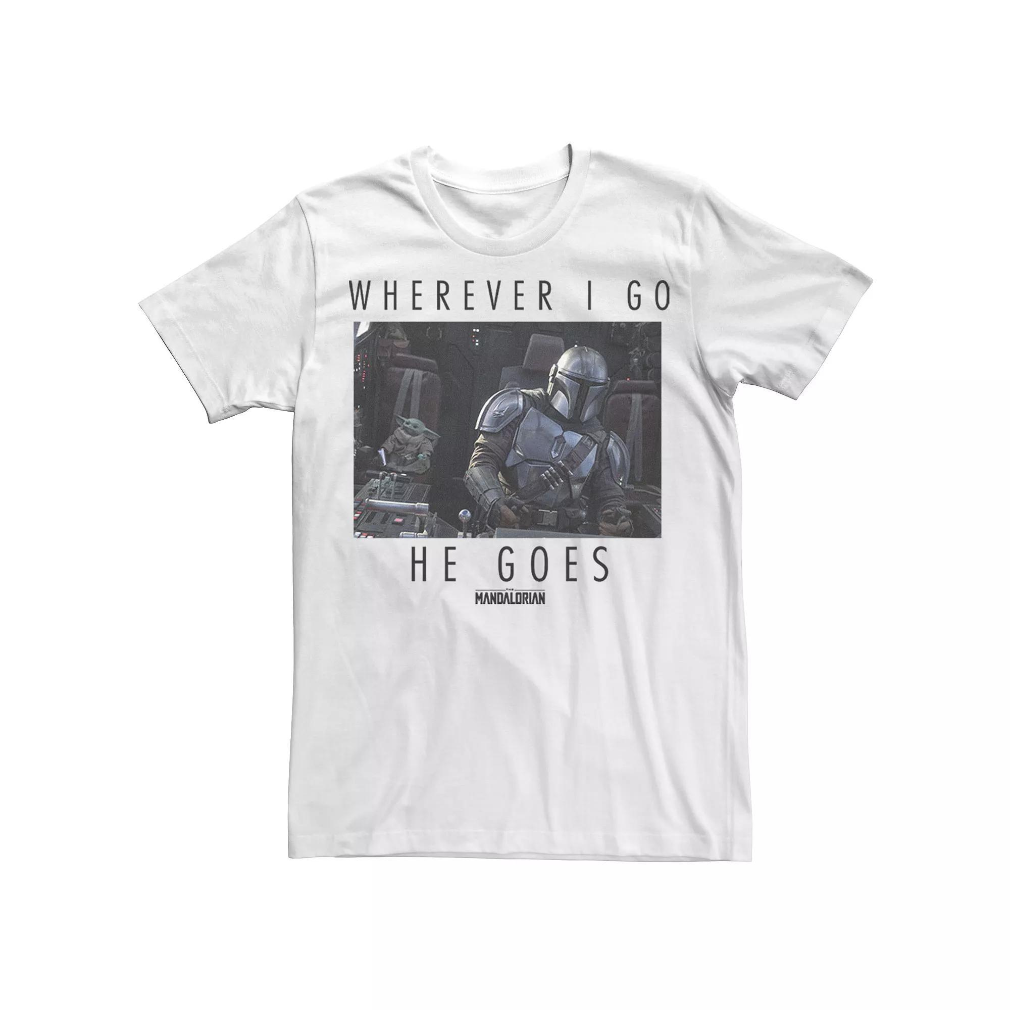 Men's Star Wars The Mandalorian Wherever I Go He Goes Poster Tee,  Product Image