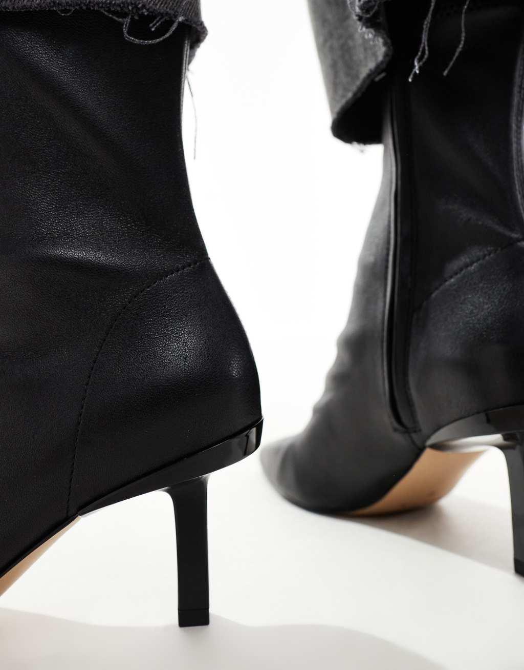 & Other Stories leather heeled ankle boots with pointed toe in black Product Image