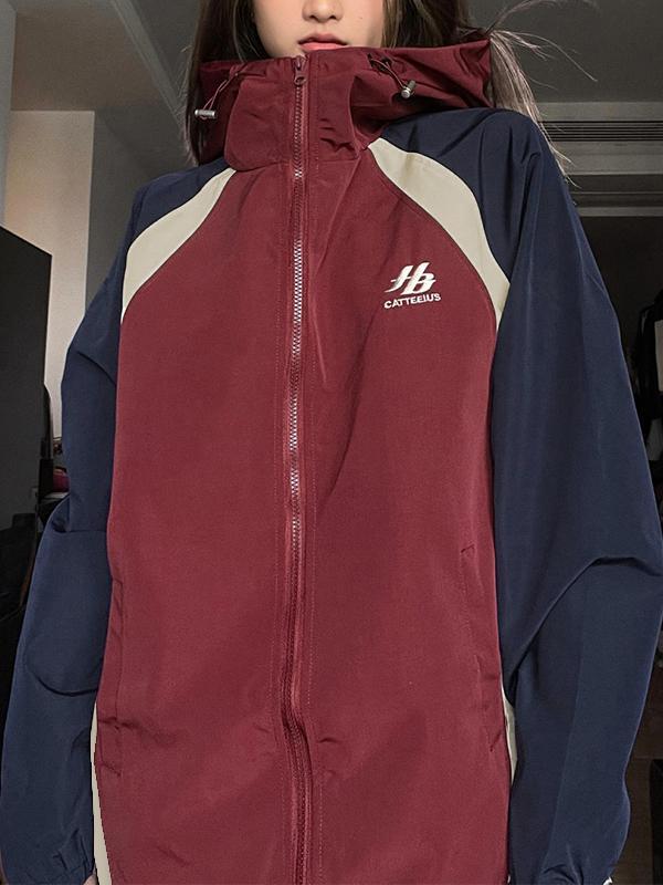 Outdoor Color Block Splice Hooded Jacket Product Image