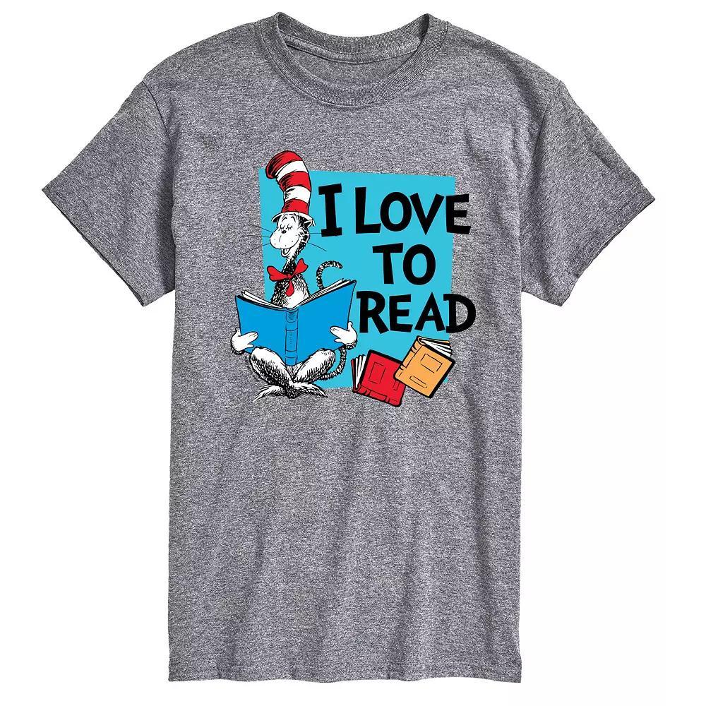 Men's Dr. Seuss The Cat in the Hat I Love To Read Graphic Tee, Size: XXL, Grey Gray Product Image