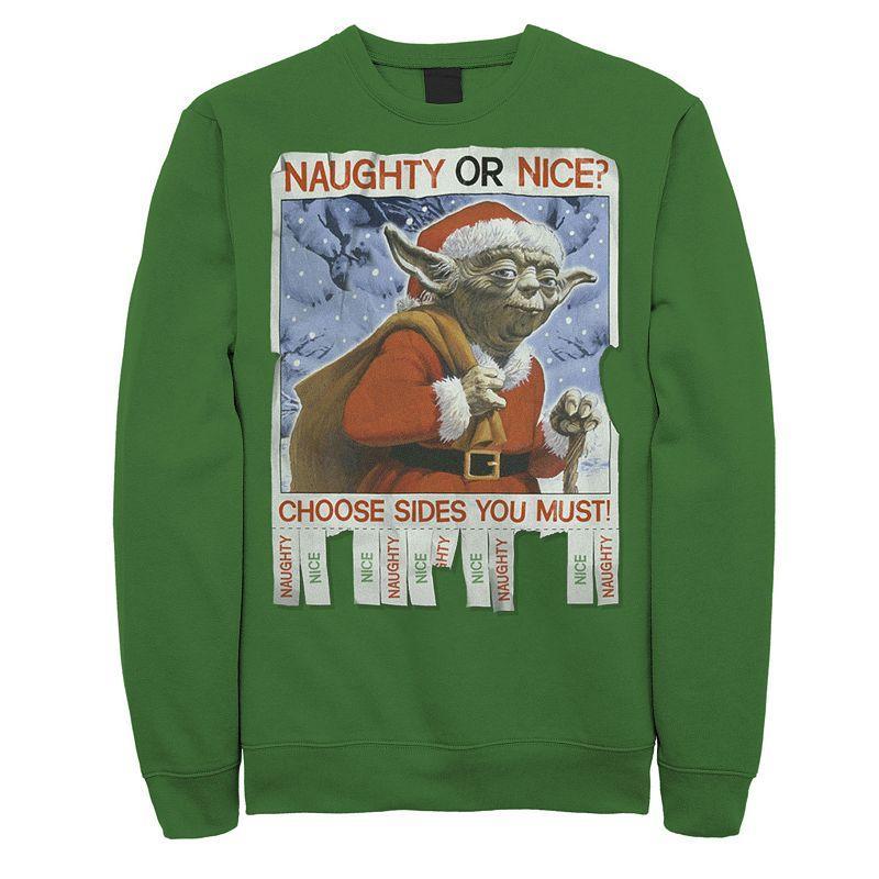 Men's Star Wars Yoda Naughty Or Nice Flyer Christmas Sweatshirt, Size: Large, Kelly Product Image