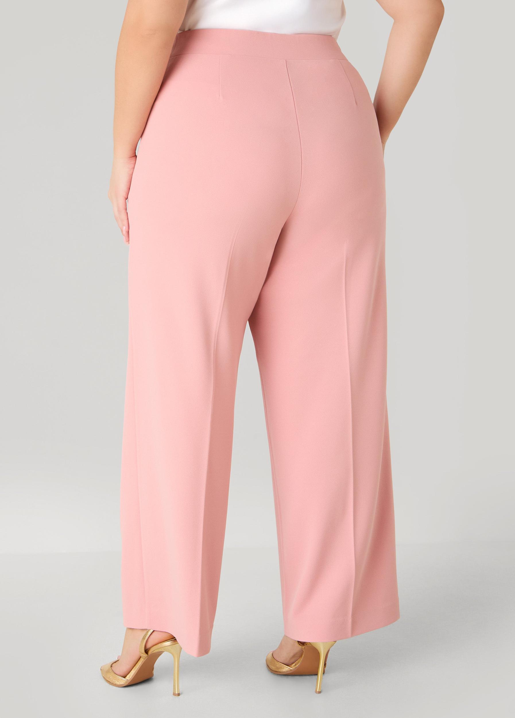 Plus Size Belted Pleated Straight Leg Pants Ashley Stewart Product Image