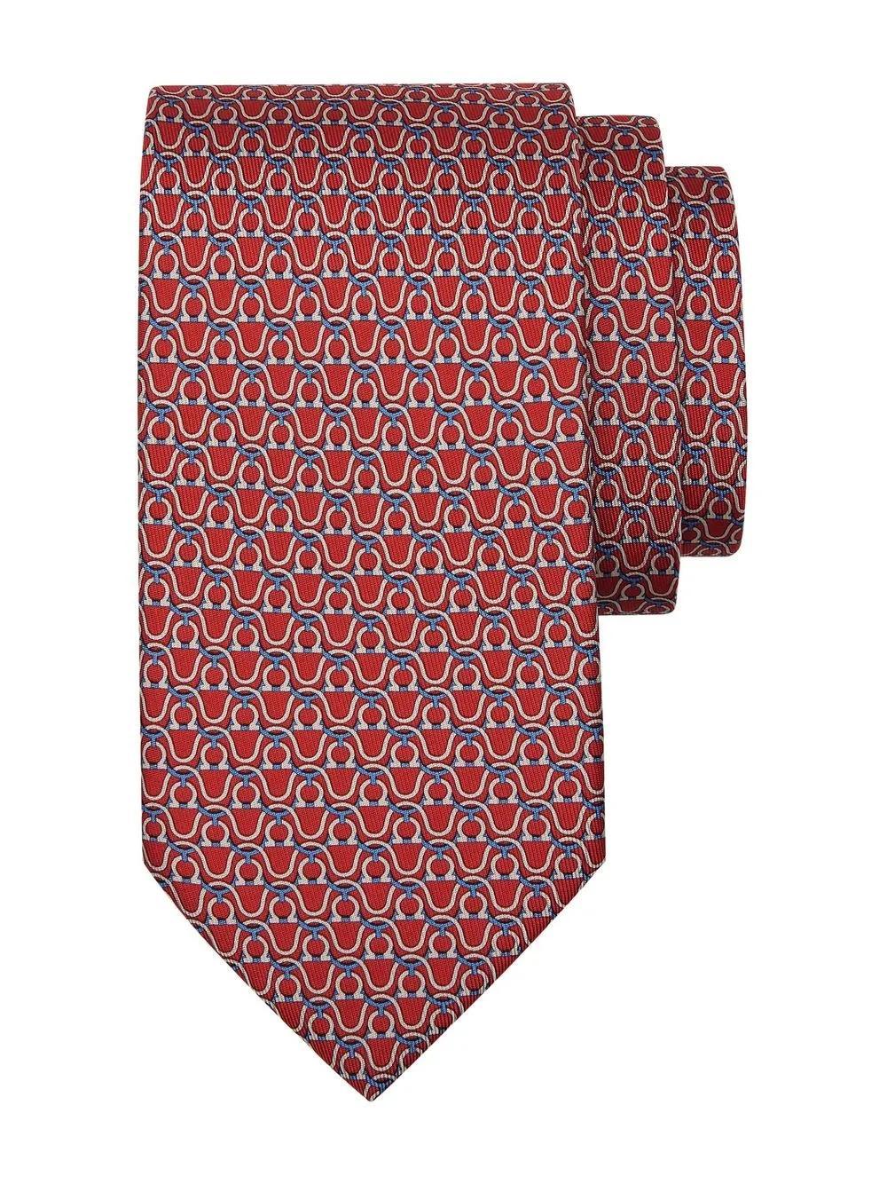 FERRAGAMO Gancini Print Silk Tie In Red Product Image