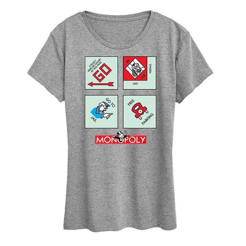 Women's Monopoly Corner Squares Graphic Tee by Hasbro, Size: Small, Black Product Image