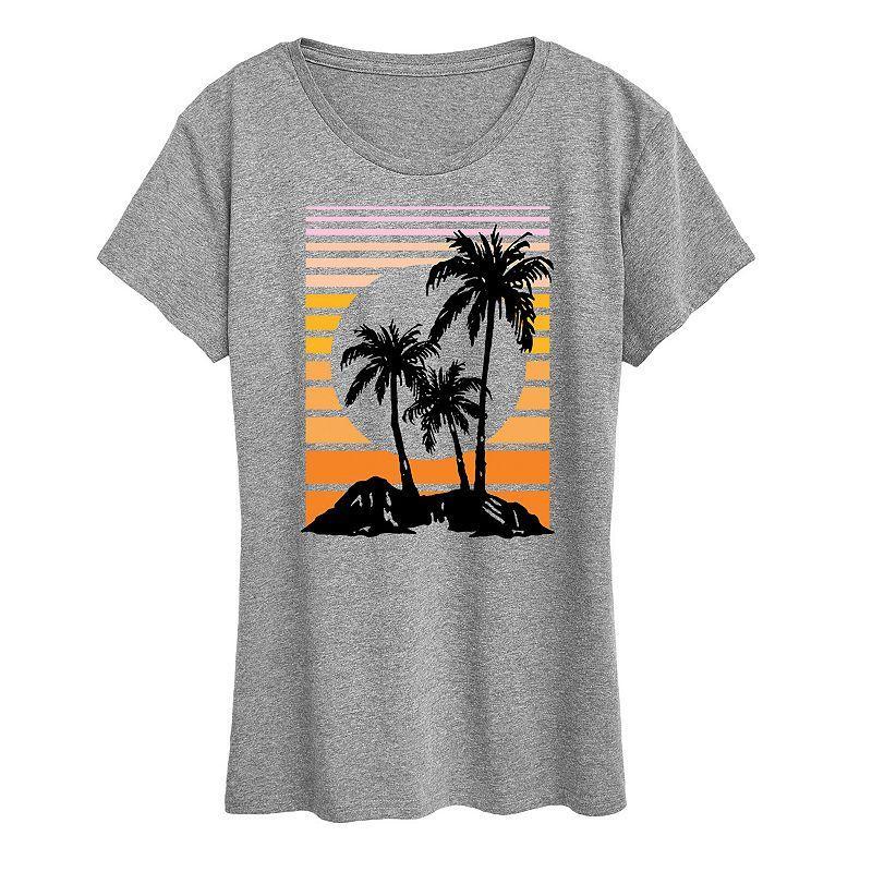 Plus Sunset Palm Trees Graphic Tee, Women's,  Product Image