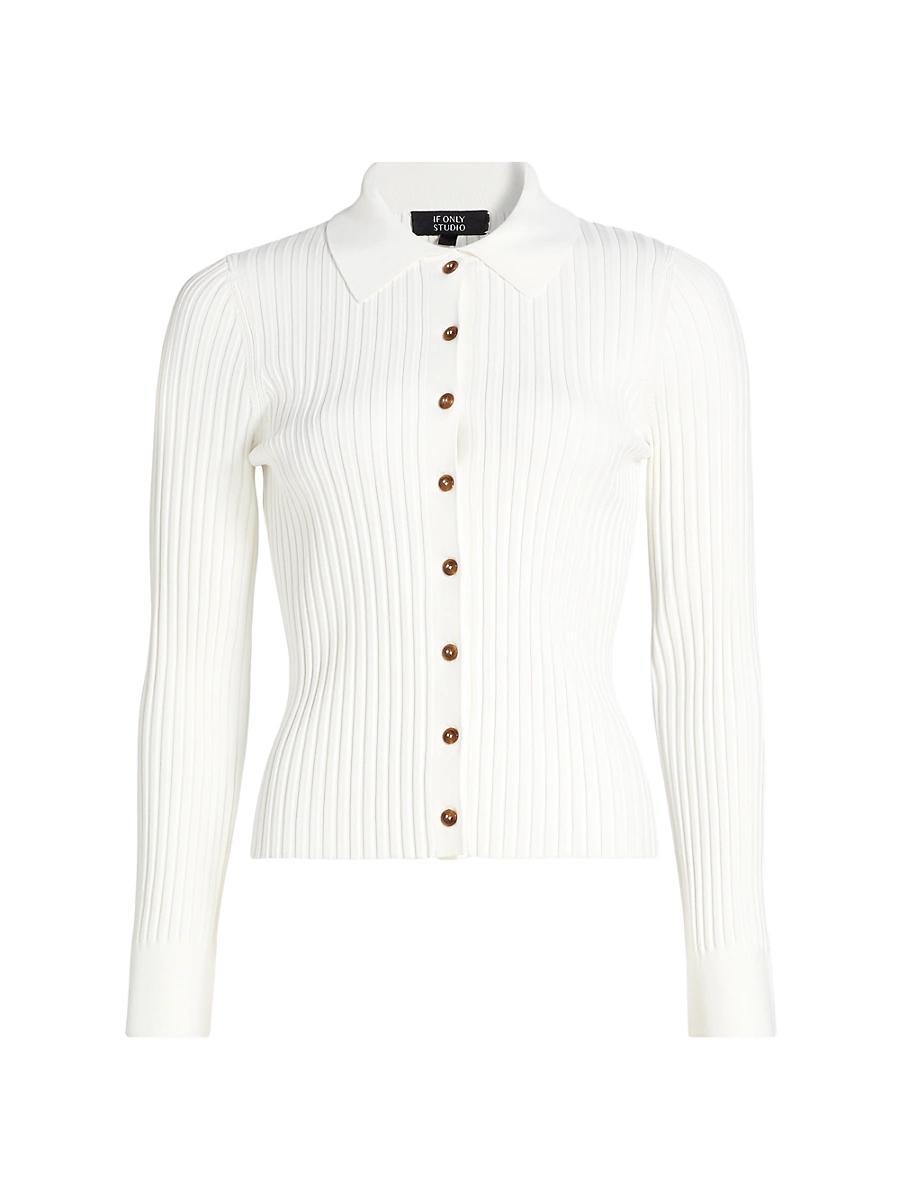 Womens Rib-Knit Cardigan Product Image