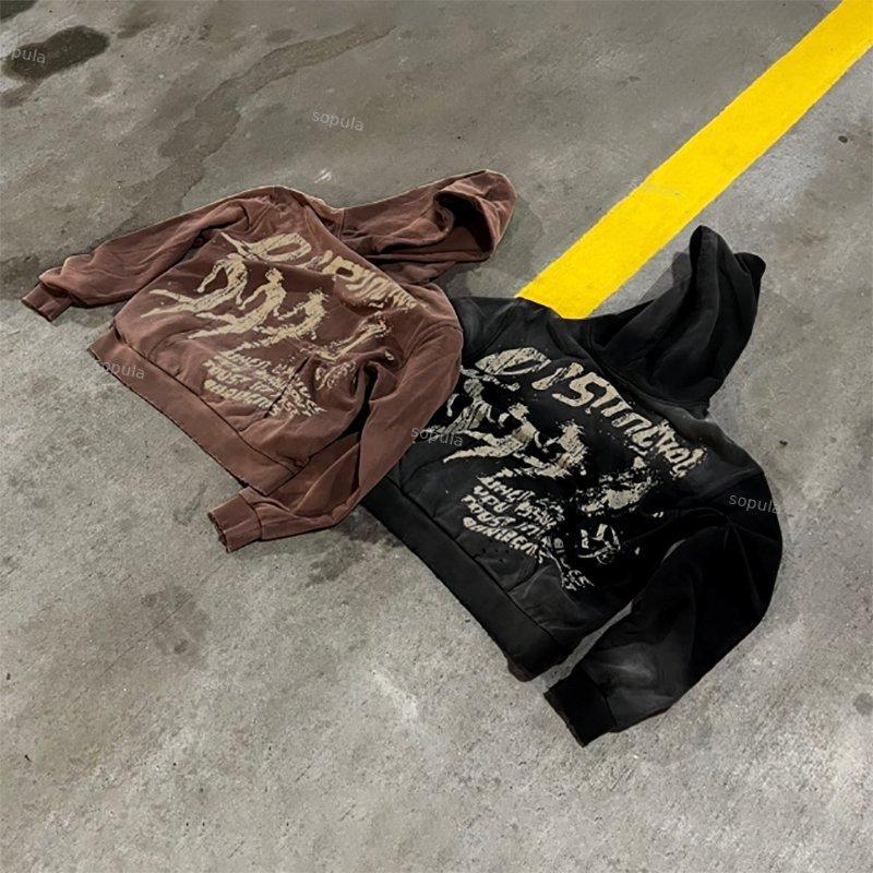 Vintage Spider Graphic Acid Washed Oversized Hoodie Product Image