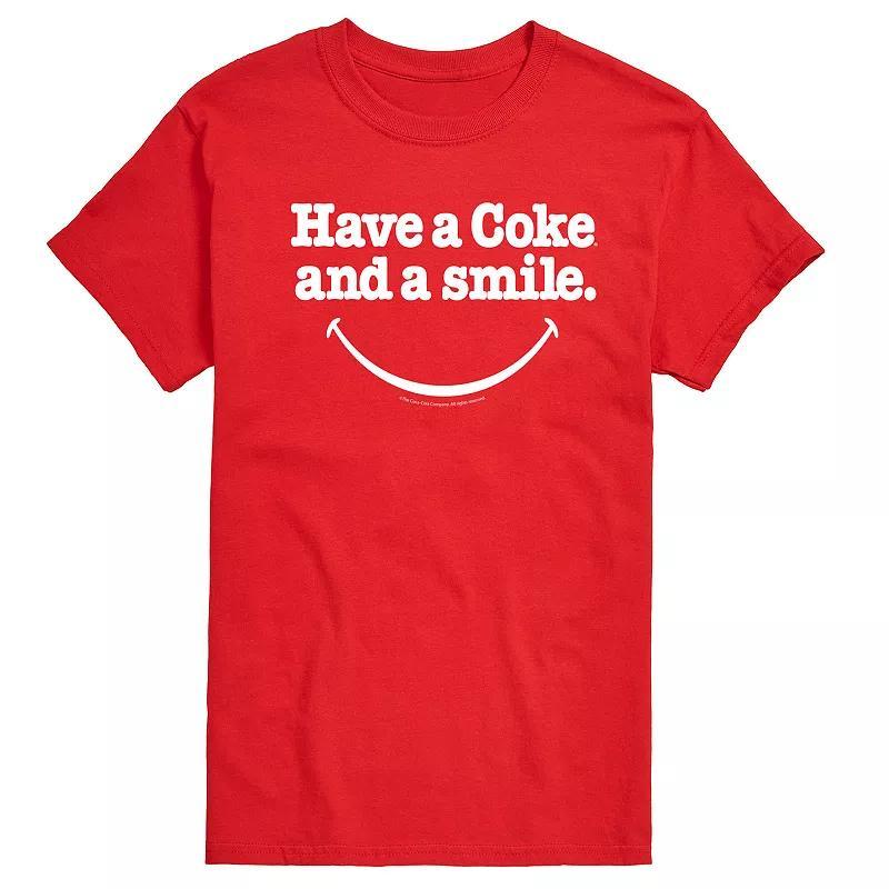 Men's Coke Smile Graphic Tee, Size: Medium, Grey Red Product Image