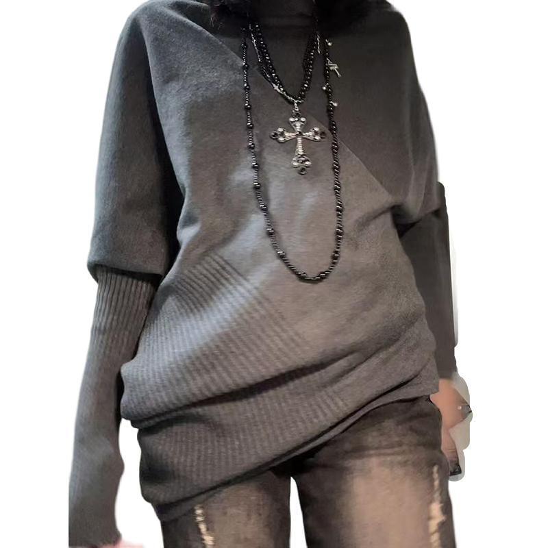 Long-Sleeve High Neck Paneled Sweater Product Image