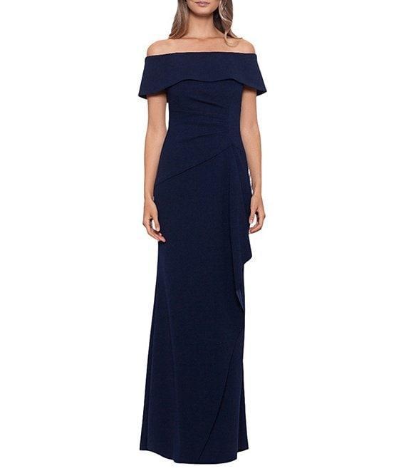 Xscape Stretch Off-the-Shoulder Short Sleeve Gown Product Image