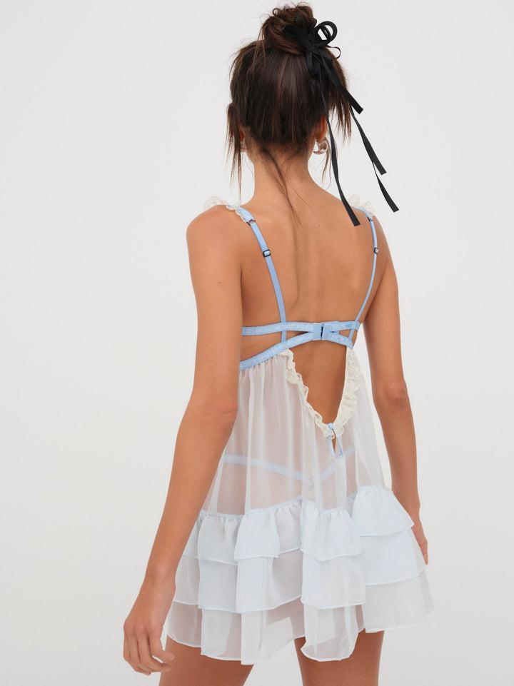 Dawn Babydoll Slip Dress — Blue Product Image