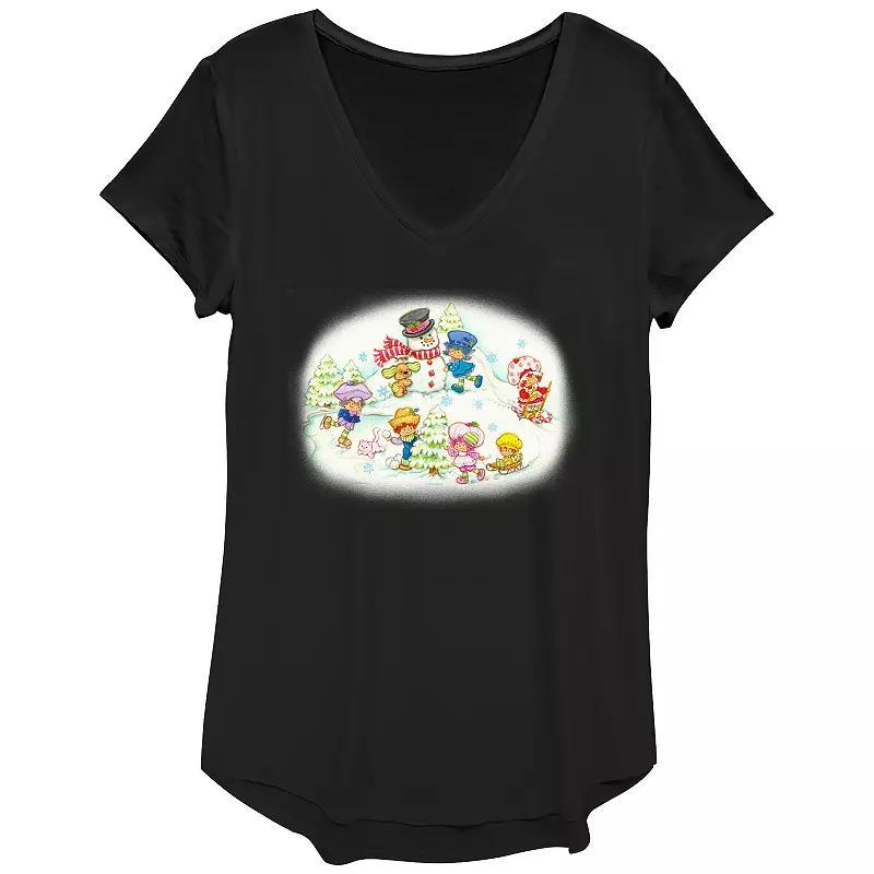 Women's Strawberry Shortcake Winter Fun Graphic Tee, Size: Large, Black Product Image