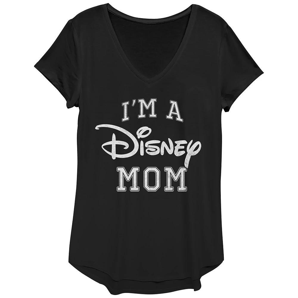 Disney's I'm A Disney Mom Varsity Style Women's Graphic Tee, Size: XS, Black Product Image