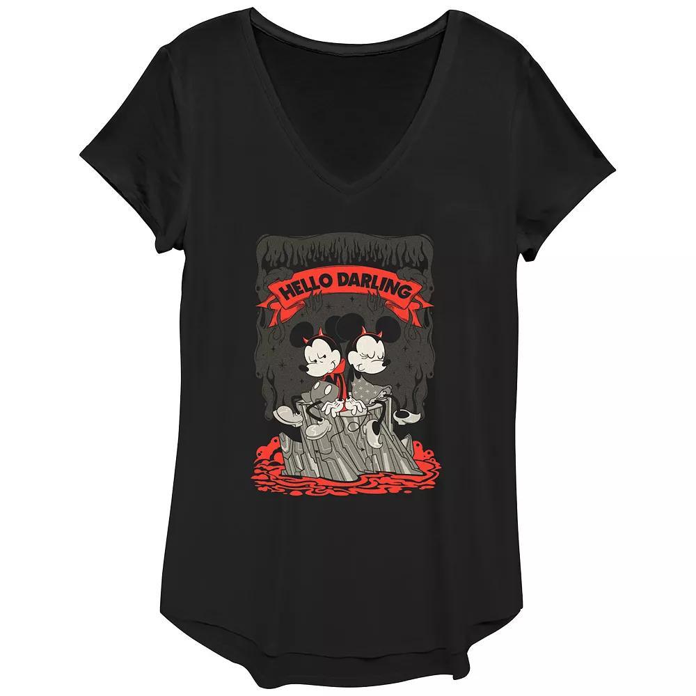 Disney's Mickey and Minnie Mouse Juniors' Hello Darling Banner Graphic Tee, Women's,  Product Image