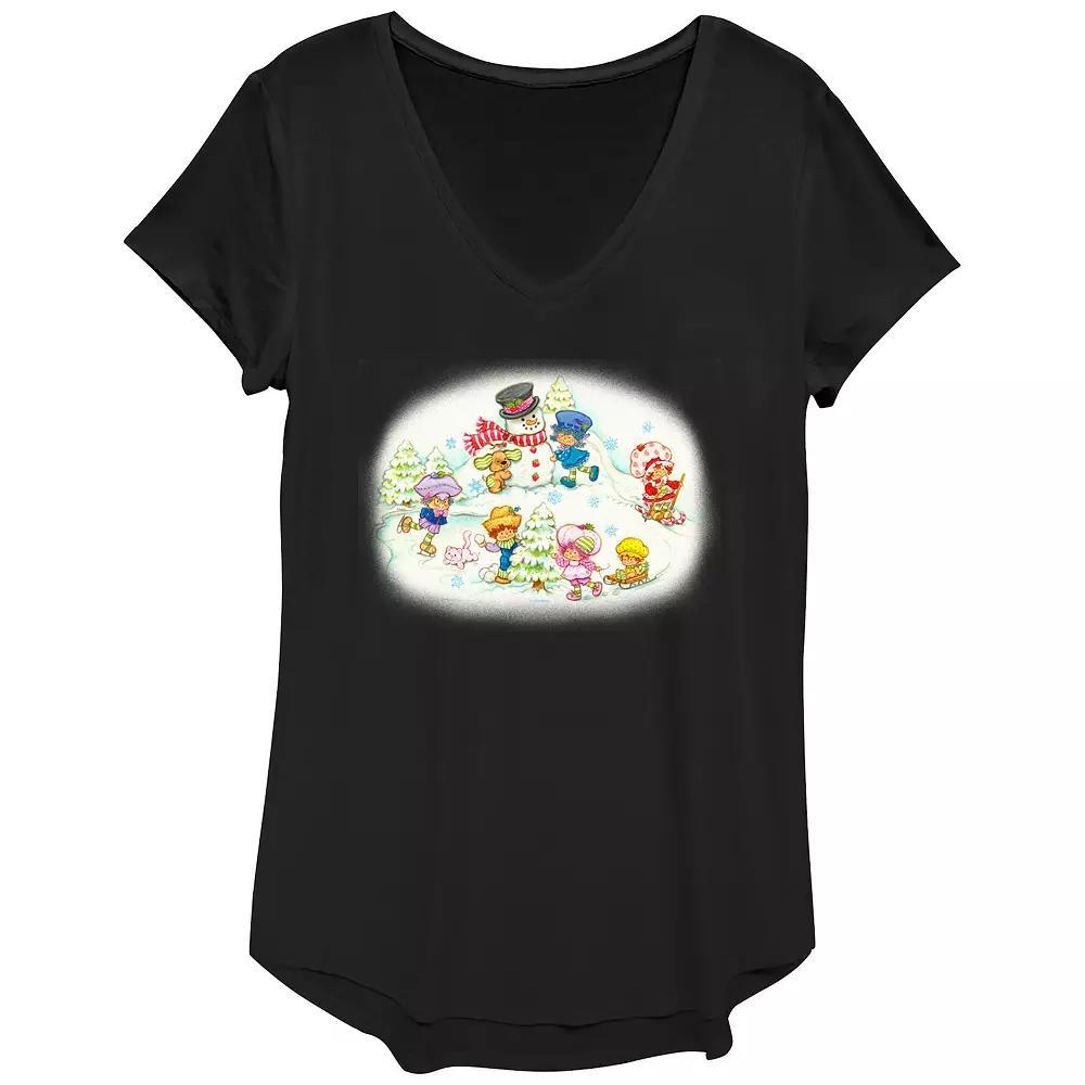 Women's Strawberry Shortcake Winter Fun Graphic Tee, Size: Large, Black Product Image