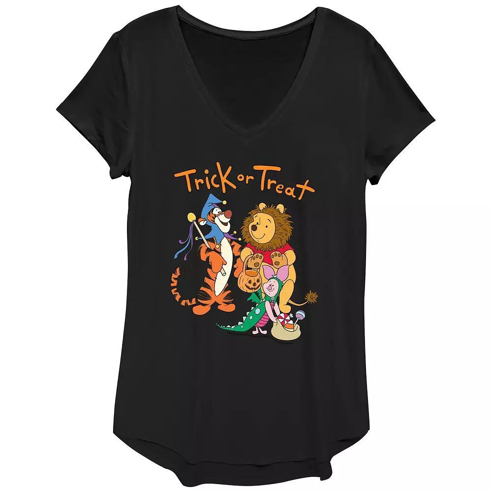 Disney's Winnie The Pooh Juniors' Trick Or Treating V-Neck Graphic Tee, Women's,  Product Image