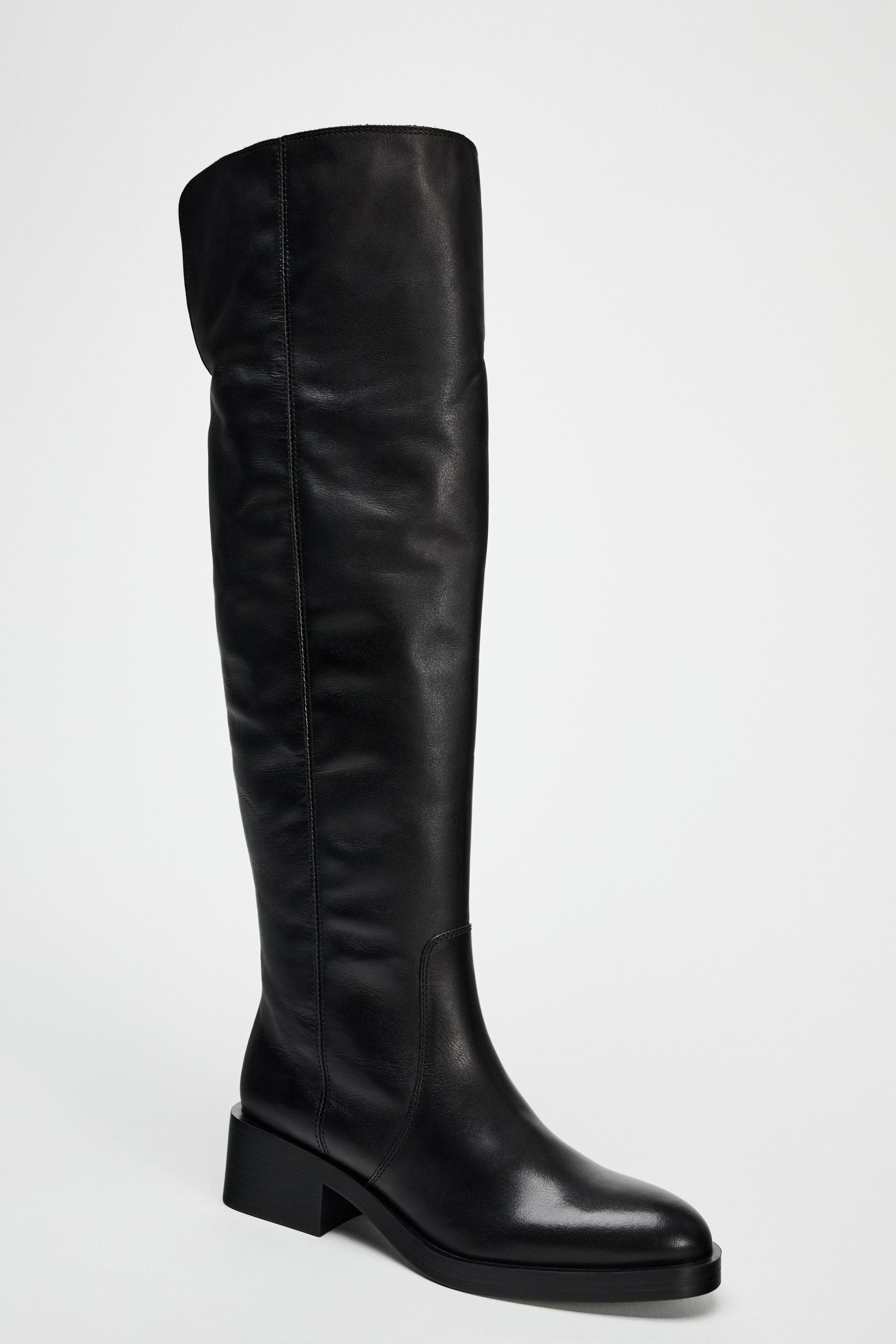 LEATHER KNEE HIGH BOOTS Product Image