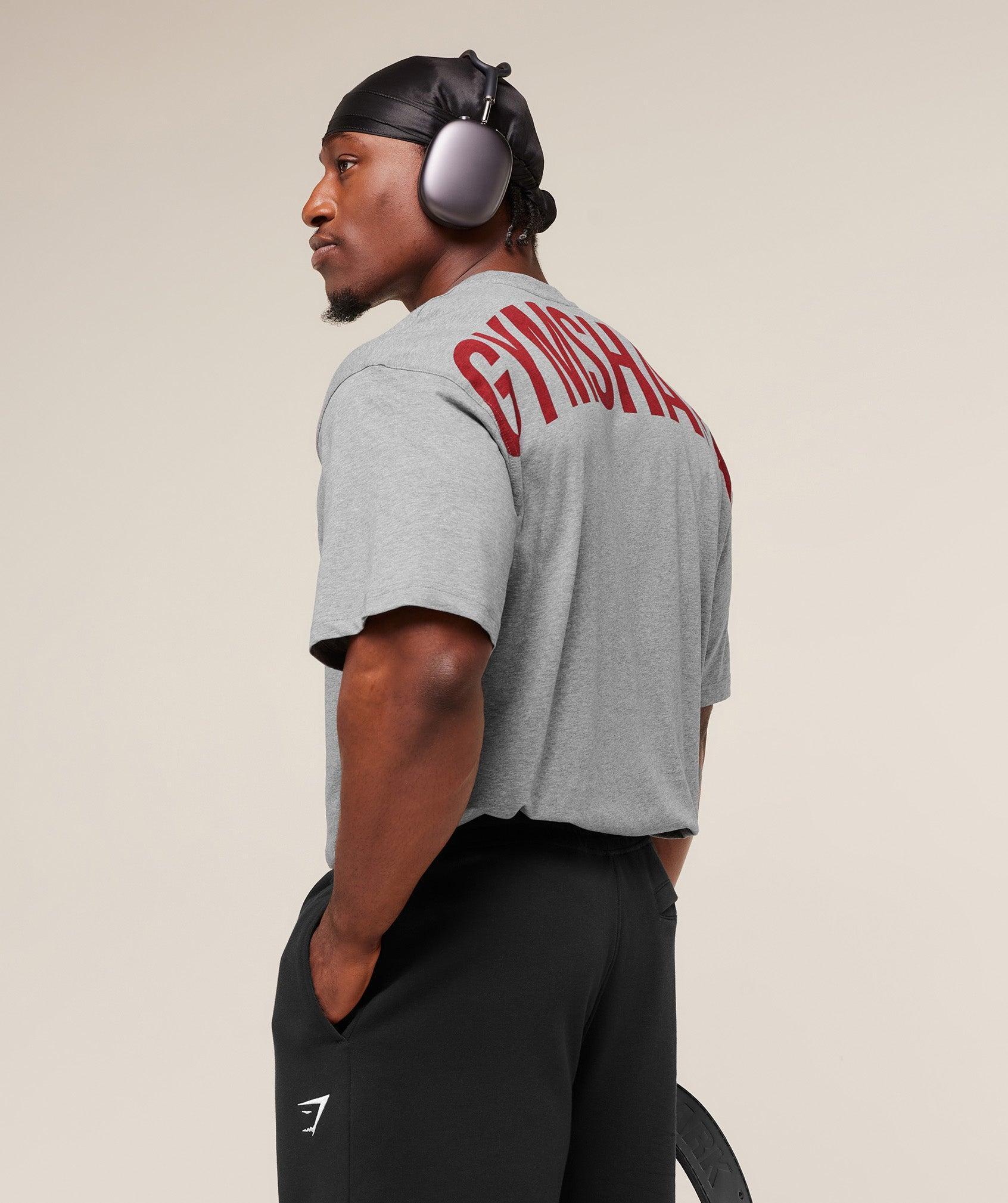 Gymshark Power T-Shirt - Charcoal Core Marl/Sets Red Male Product Image