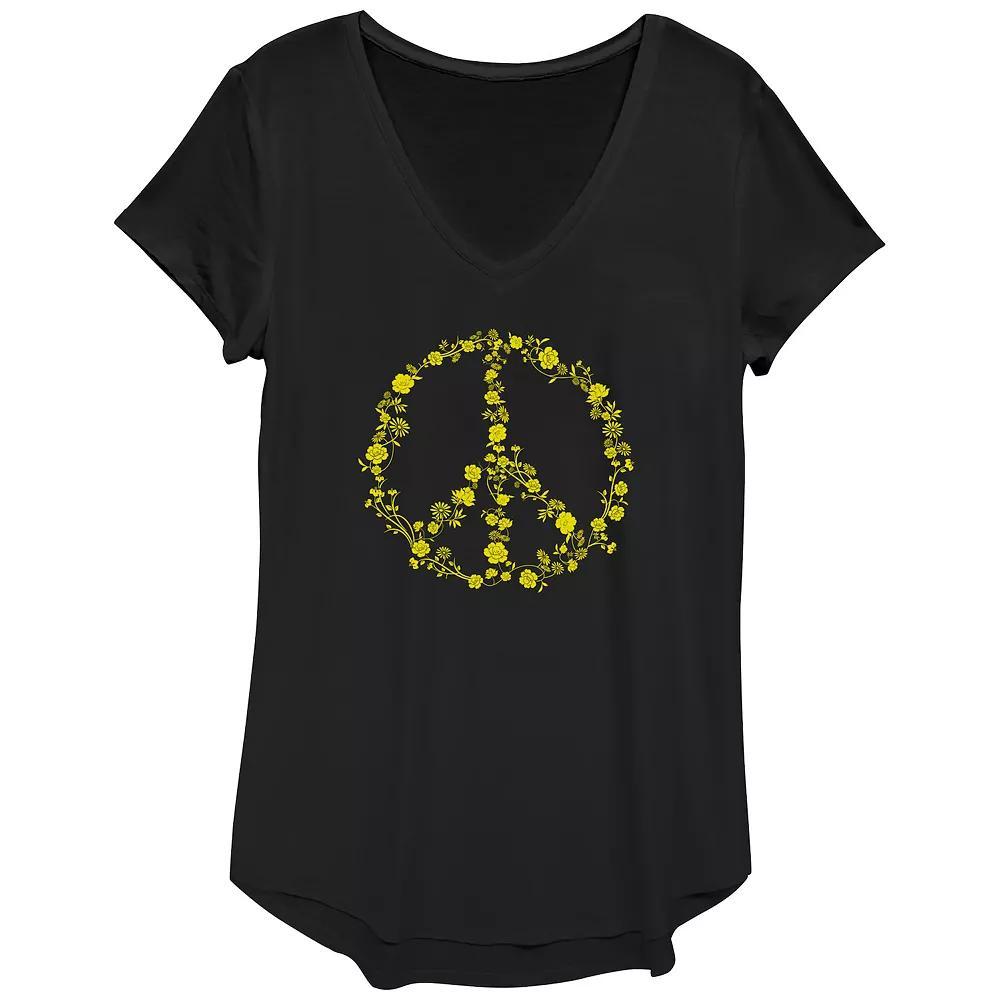 Women's Floral Apparel Peace Sign Graphic Tee, Girl's,  Product Image