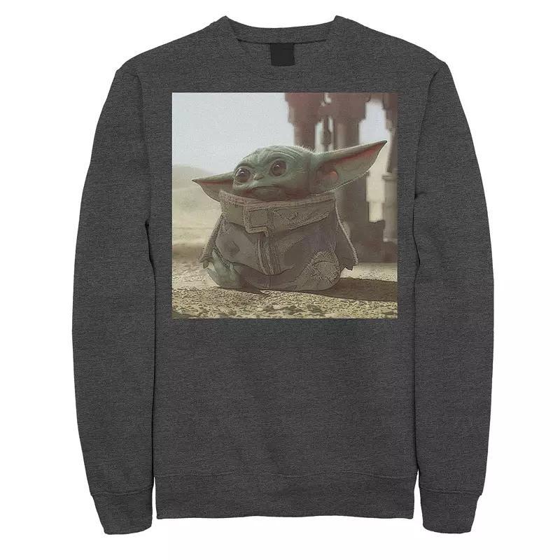 Men's Star Wars The Mandalorian The Child aka Baby Yoda Photograph Sweatshirt, Size: Medium, Athletic Grey Product Image