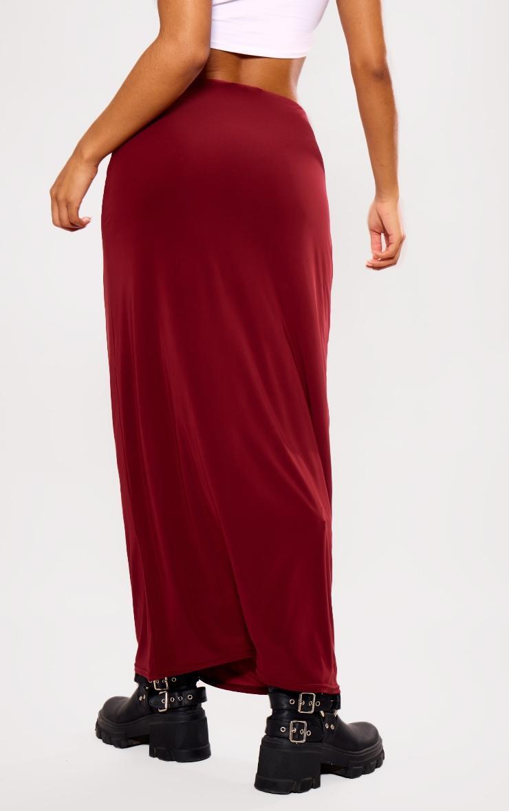 Burgundy Soft Touch Low Rise Drapy Maxi Skirt Product Image