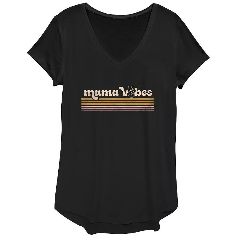 Women's Mama Vibes V-Neck Graphic Tee, Size: XS, Black Product Image