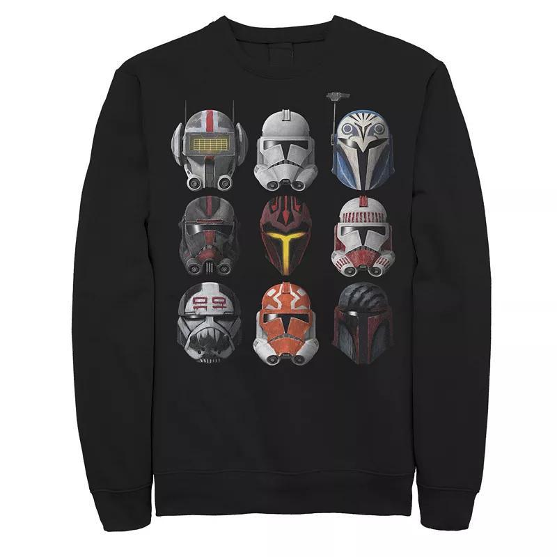 Big & Tall Star Wars: The Clone Wars Clone Helmets Fleece Sweatshirt, Men's, Size: 4XL Tall, Black Product Image