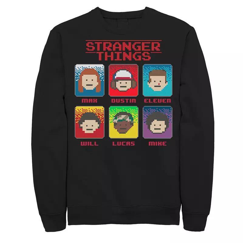 Men's Stranger Things Group Shot 8-Bit Box Up Sweatshirt, Size: 3XL, Black Product Image