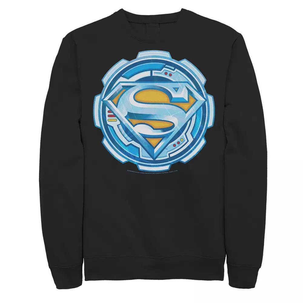 Men's DC Comics Superman Chrome Gear Chest Logo Sweatshirt, Size: Small, Black Product Image