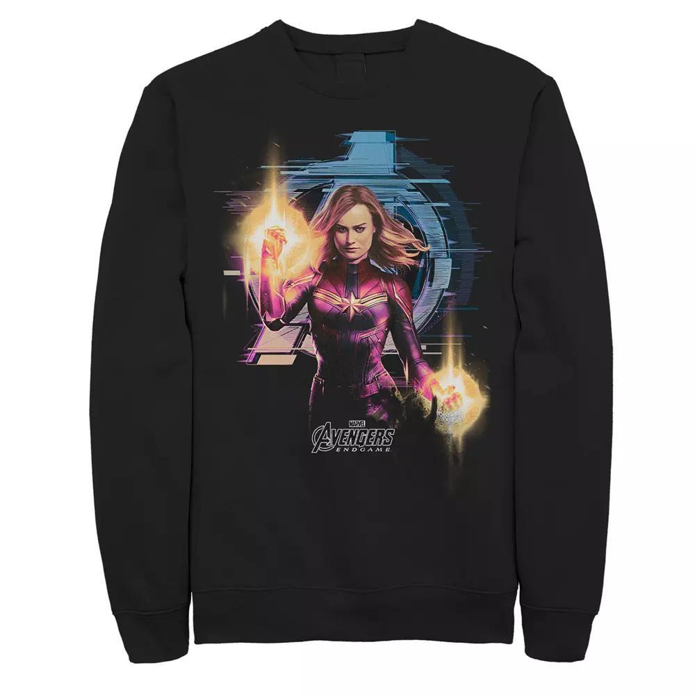 Men's Marvel Captain Marvel Action Portrait Logo Fleec, Size: XL, Black Product Image