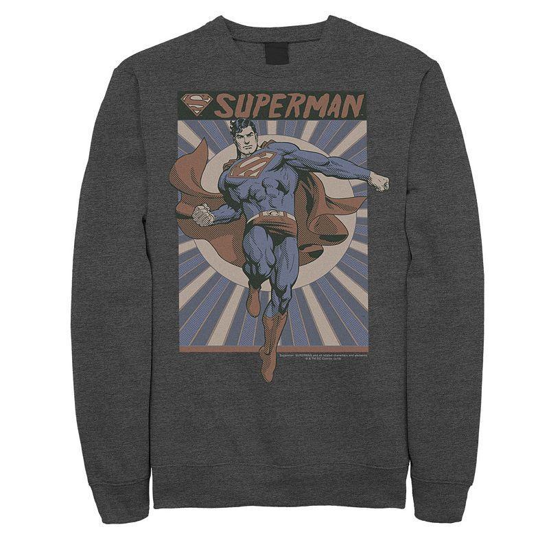 Men's DC Comics Superman Posed Pop Art Poster Sweatshirt, Size: 3XL, Ath Hthr Product Image