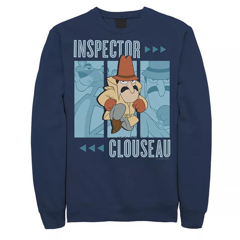 Men's Pink Panther Inspector Clouseau Trio Panels Graphic Fleece Pullover, Size: Large, Blue Product Image