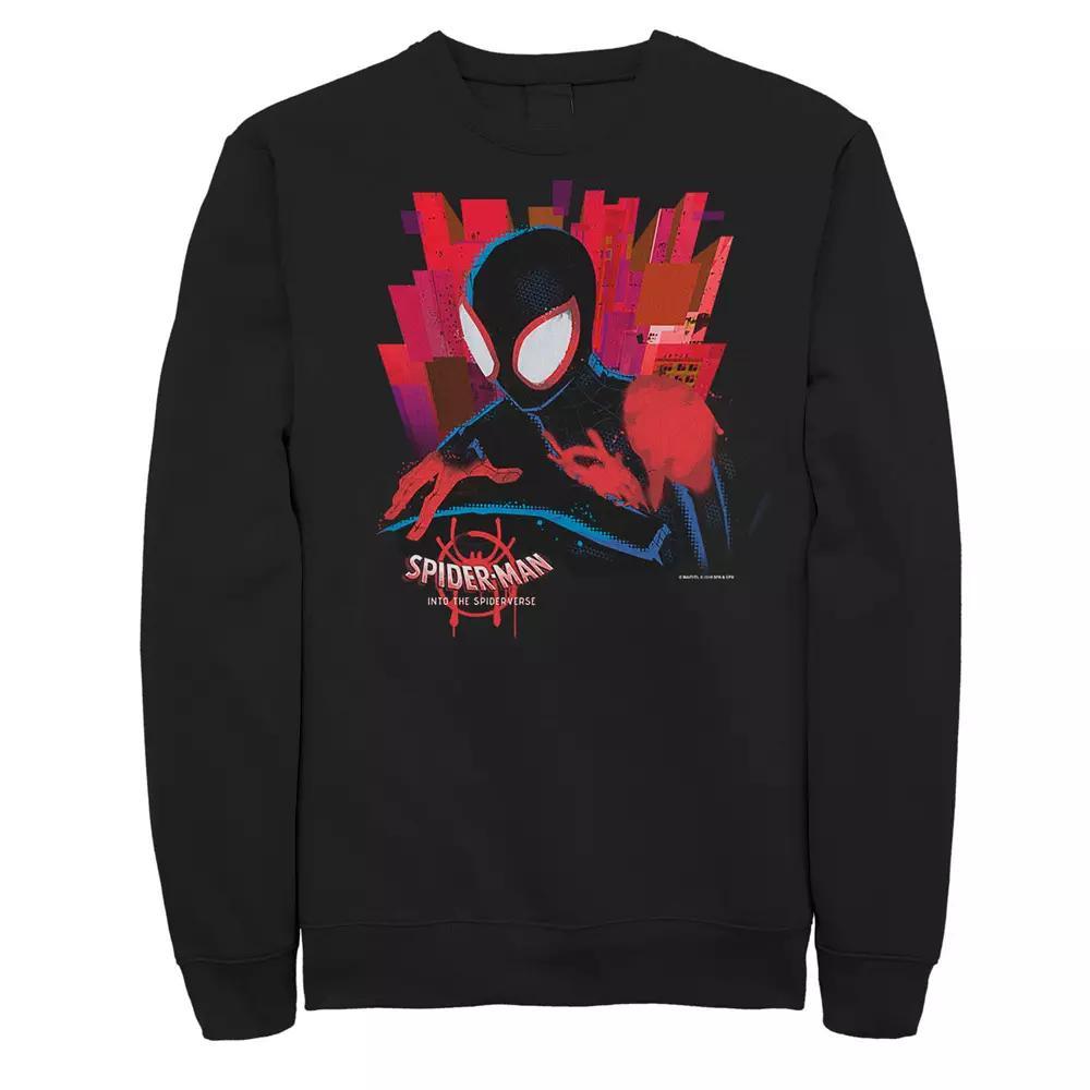 Men's Marvel Spiderverse Dark Black Spider-Man Graphic Fleece Pullover,  Product Image